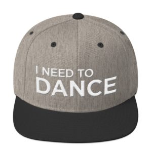 gray and black I Need To Dance baseball cap